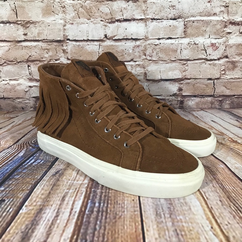 Vans Fringe Moccasin Unisex Shoes Brown Leather